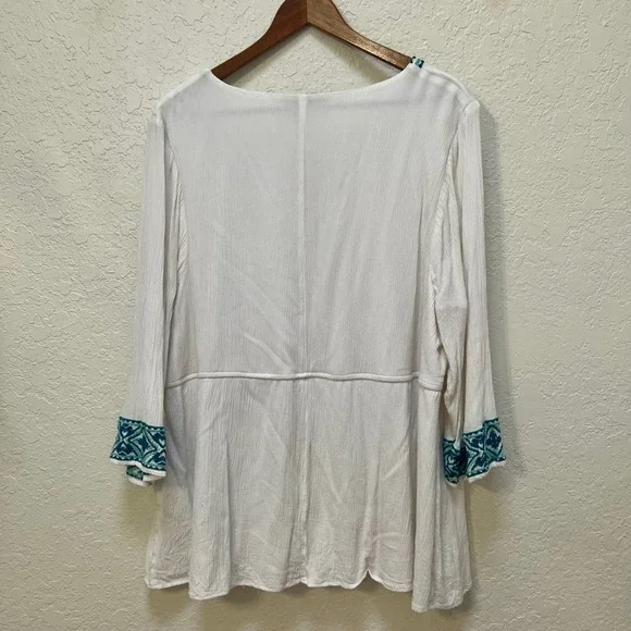 Lane Bryant Womens White Embroidered V-Neck Empire Waist Tunic Top Size 16 - Picture 7 of 7